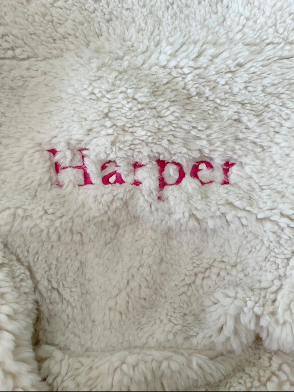 Pottery Barn Kids Cozy Sherpa Anywhere Chair Cover. Personalized: “Harper”
